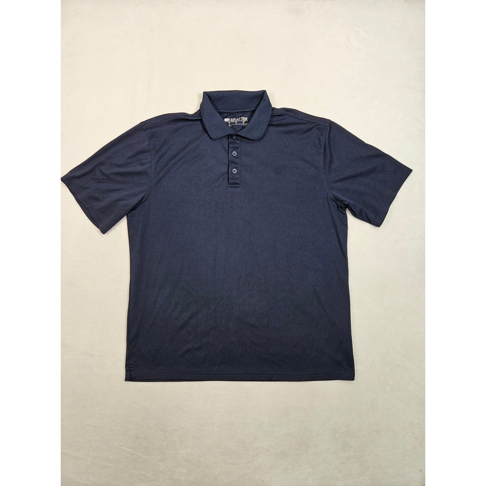 Ariat AriatTEK Mens Navy Blue Performance Short Sleeve Polo Shirt Large 2491